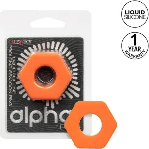 Orange, sechseckiger Silikonring in Verpackung mit 1 Jahr Garantie.