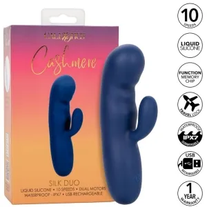 Blauer Vibrator vor Verpackung mit Aufschrift 