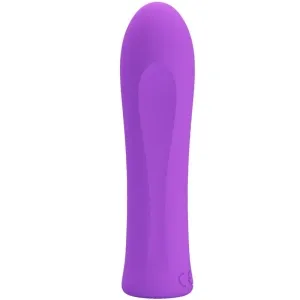 Lila, zylinderförmiger Vibrator mit abgerundeter Spitze, aus glattem Material.