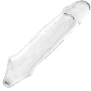 Klarer Glasdildo mit glatter Oberfläche und leicht gebogener Form.