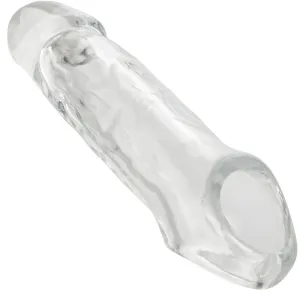 Klarer Glasdildo mit strukturierter Oberfläche und abgerundeter Spitze.