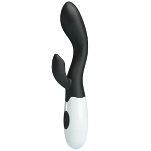 Schwarzer und weißer Vibrator mit zwei Armen und Bedientasten.