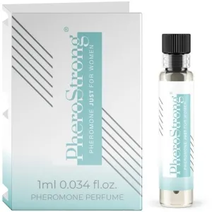 Parfümfläschchen und Verpackung von PheroStrong, Pheromon-Parfüm für Frauen, 1 ml.