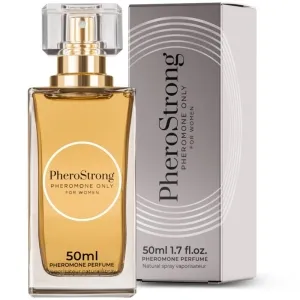 Parfümflasche und Verpackung von PheroStrong, 50 ml, für Frauen.