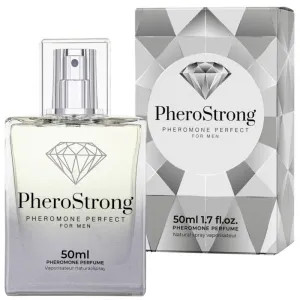 Parfümflasche und Verpackung von PheroStrong, Pheromonparfüm für Männer, 50 ml, mit Diamantdesign.