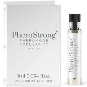 PheroStrong Pheromon-Parfüm für Männer, 1 ml Fläschchen neben Verpackung.