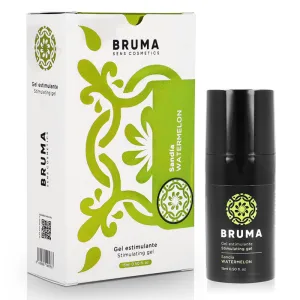 Bruma Sens Cosmetics Stimulating Gel, Sandia Watermelon, 15ml, mit grünem Design auf Verpackung und schwarzer Flasche.