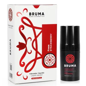 White packaging and black bottle from Bruma Sens Cosmetics, liquid vibrator, strawberry scent, 15 ml.