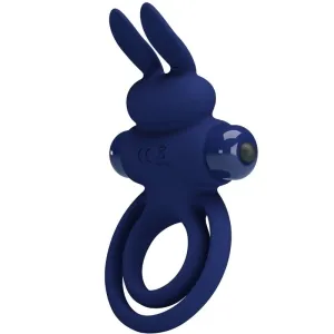 Blue silicone ring with rabbit ears and two round protrusions on the sides.