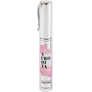 Silberne Parfümflasche mit rosa Akzenten, Aufschrift "Afrodita for Women", 9,5 ml.