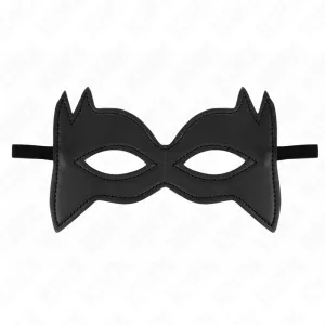 Schwarze Augenmaske mit spitzen Ohren, die an eine Katze erinnert.