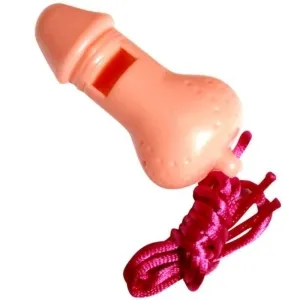 Pipe in the shape of a penis with a red band.
