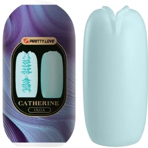Blue, textured sex toy with packaging, purple background, inscription 