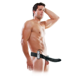 19cm Vibrierendes Hollow Strap On Schwarz | Fetish Fantasy