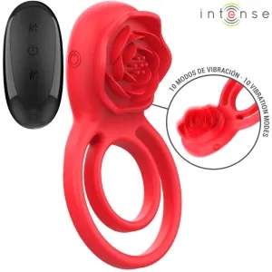 Roter Vibrationsring mit Rosenmotiv und Fernbedienung, 10 Vibrationsmodi, Marke 