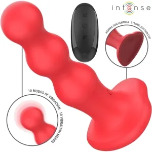 Roter, vibrierender Analplug mit Fernbedienung und Saugnapf, 10 Vibrationsmodi, Marke 