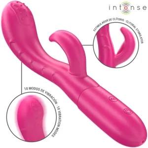 Rosa Vibrator mit Klitorisstimulator und 10 Vibrationsmodi, Marke 