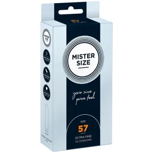 Verpackung von Mister Size Kondomen, Größe 57, extra fein, 10 Stück.