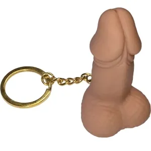 Keyring in the shape of an anatomical model, with gold chain and ring.