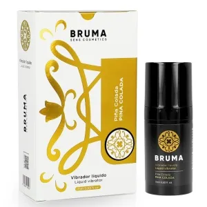 White packaging and black bottle from Bruma Sens Cosmetics, Piña Colada Liquid Vibrator, 15 ml.