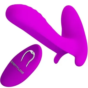 Lila Vibrator mit Fernbedienung, ergonomisches Design, glatte Oberfläche, für intime Anwendungen.
