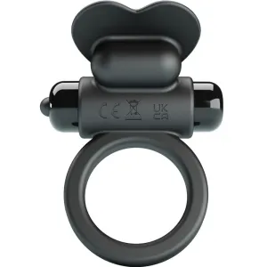 Black silicone ring with vibration attachment and CE marking, UKCA logo visible.
