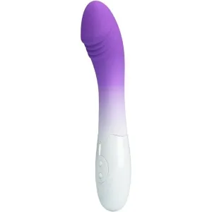 Lila Vibrator mit weißem Griff und Bedientasten, ergonomisch geformt.