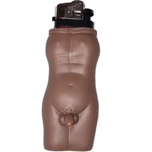 Lighter in the shape of a male torso with detailed anatomy.