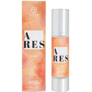 Ares Silk Skin Body Lotion for men, 50 ml, with natural pheromone, in orange packaging.