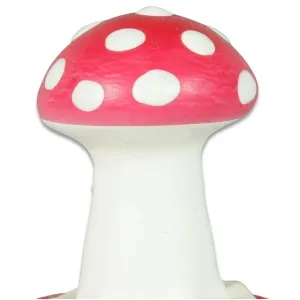Red mushroom with white spots, stylized and rendered in three dimensions.