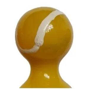 Yellow game piece with a white stripe on its head.