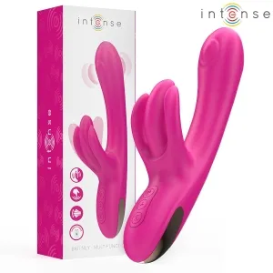 Rosa Vibrator mit Verpackung, drei Tasten, geschwungene Form, Markenname 