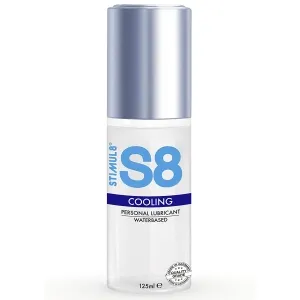 Flasche S8 Kühlendes Gleitgel, wasserbasiert, 125 ml, mit silbernem Deckel.