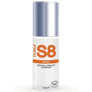 Flasche mit S8 Anal Gleitgel, wasserbasiert, 125 ml, silberner Deckel, orangefarbene Schrift.