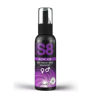 Schwarze Flasche mit lila Etikett, S8 Blow Job Deep Throat Spray, 30 ml.