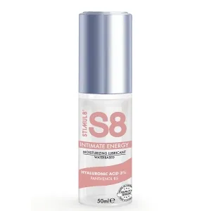 Bottle containing S8 Intimate Energy lubricant, 50 ml, water-based, with hyaluronic acid and panthenol B5.