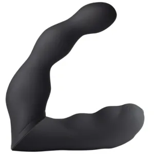 Schwarzes, gebogenes Silikon-Sextoy mit ergonomischem Design, geeignet für intime Massagen und Stimulation.