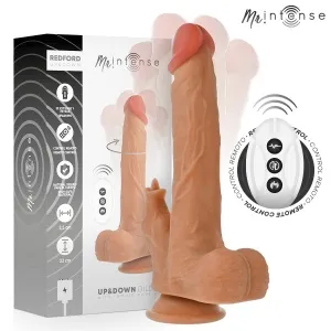 Verpackung und Produkt eines ferngesteuerten Dildos mit Auf- und Abbewegung, 23 cm Länge, 3,5 cm Durchmesser.