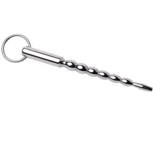 Metallstab mit Kugelstruktur und Ringgriff.