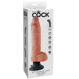 25,5cm Vibrierender Cock Mit Hoden Schwarz – King Cock