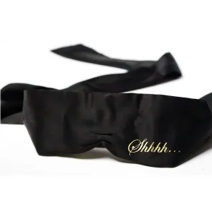 Schwarze Augenmaske mit goldener Aufschrift 