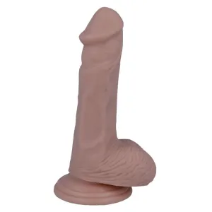 A flesh-colored dildo with a suction cup that stands upright.