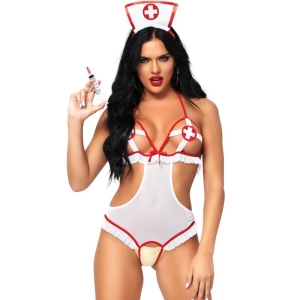 Krankenschwester Offen Crothless Teddy OneSize | Leg Avenue