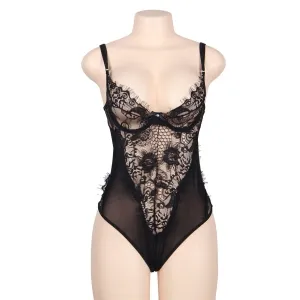 Floral Lace Und Fringed Black Teddy – Subblime