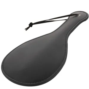 Schwarzes Lederpaddel mit Schlaufe, auf weißem Hintergrund.