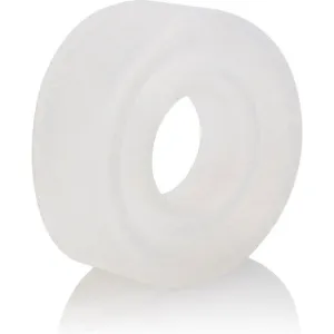 White, round silicone wheel with a hole in the middle, on a white background.