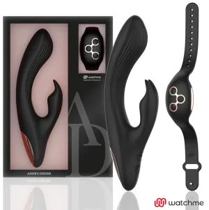Schwarzes Vibrator-Set mit Fernbedienung, verpackt in einer Box. Marke: Watchme.