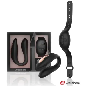 Schwarzes U-förmiges Gerät mit Fernbedienung und Armband, verpackt in einer Box.