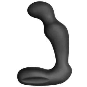 Schwarzes, gebogenes Massagegerät mit ergonomischem Design.