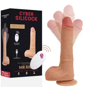 Sexspielzeug mit Fernbedienung und Verpackung, zeigt Bewegungsfunktionen und USB-Ladeoption.